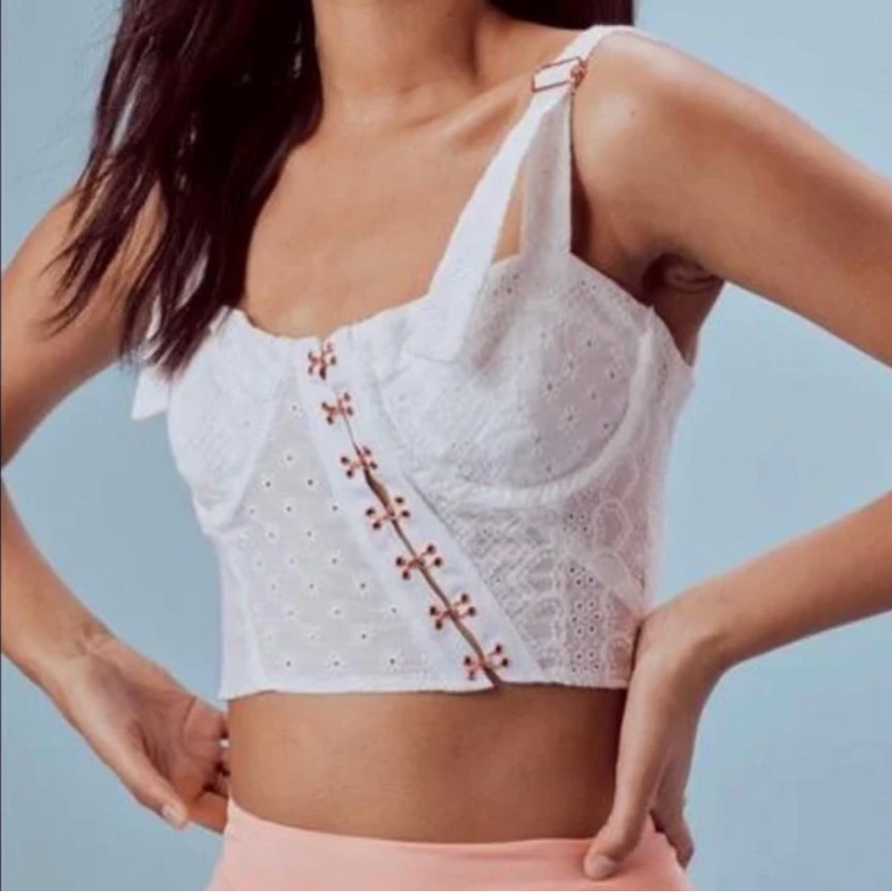 For Love and Lemons Charlotte Eyelet Crop Top XS